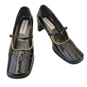 Gruppo Italiano Black Patent Leather Mary Jane Heels Size 6.5 Made In Italy